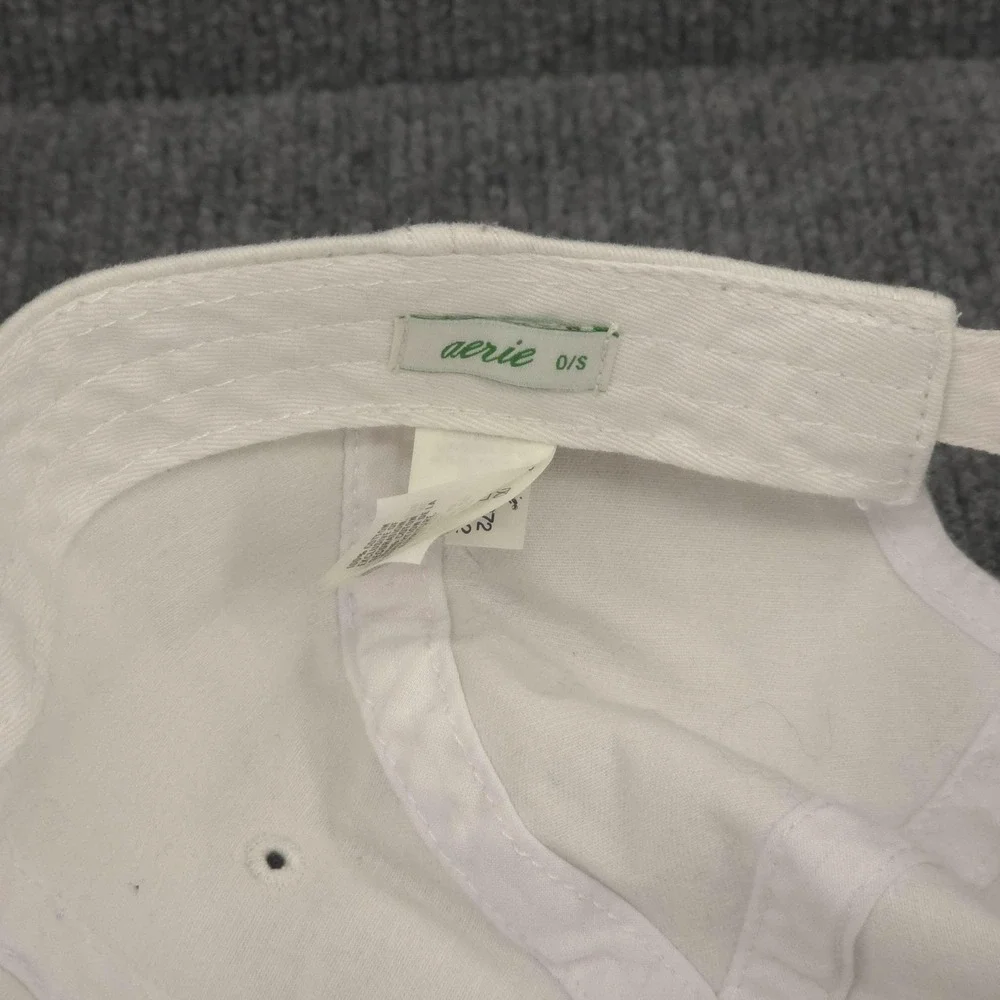 Aerie Hat Cap Adult Strap Back Adjustable One Size White Smiley Face Wink Womens